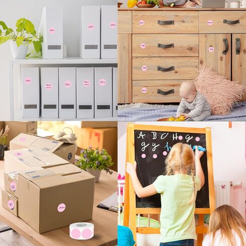 Removable Labels, 1 Inch Colored Dot Stickers, Waterproof Circle Color Stickers, Writable Garage Sale Stickers Price Tags Stickers, Suitable for Laser and Inkjet Printable (500Pcs, Pink) in Kuwait