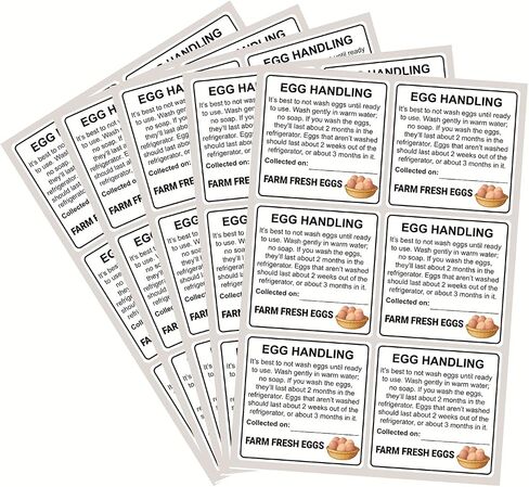 Farm Fresh Egg Handling Instruction Sticker, 2 inch, 300pcs, Kraft Paper, Brown, Removable, Easy to Write in Saudi Arabia
