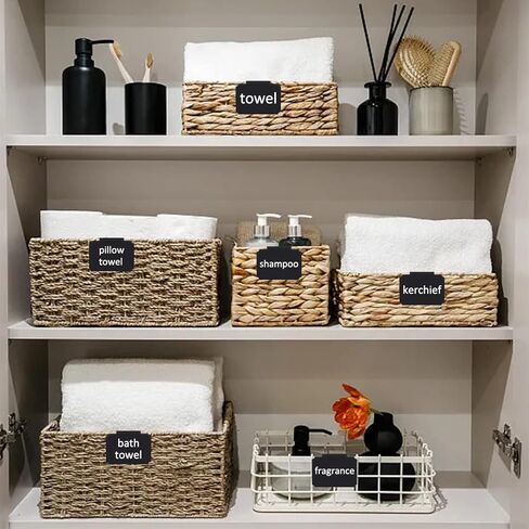 12 قطعة من ملصقات السلة مع 24 ملصقًا من مادة PVC و2 علامات طباشير بيضاء، ملصقات بلاستيكية قابلة للمسح وقابلة للإزالة ومشبك على ملصقات السبورة للألعاب وصناديق تخزين قماش مخزن المطبخ in Kuwait