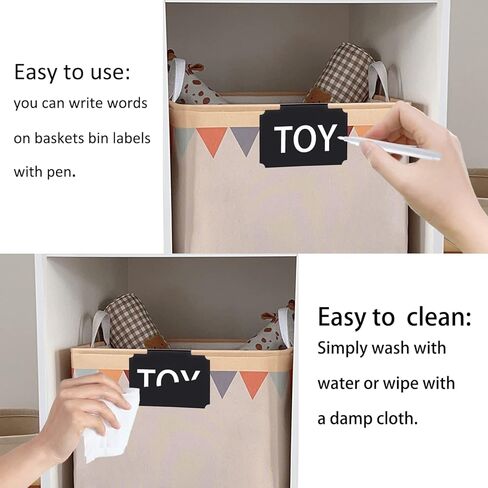 12 قطعة من ملصقات السلة مع 24 ملصقًا من مادة PVC و2 علامات طباشير بيضاء، ملصقات بلاستيكية قابلة للمسح وقابلة للإزالة ومشبك على ملصقات السبورة للألعاب وصناديق تخزين قماش مخزن المطبخ in Kuwait