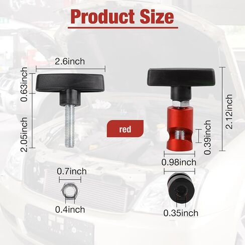 Pack-2 Car Hood Support Rod Fixing Tool, 2.51" x 2.75" Lift Rod Anti-Pinch Safety Device, Trunk Air Pressure Rod Anti-Slip Anti-Shaking Retainer, Universal Accessories for Cars (Red) in Saudi Arabia