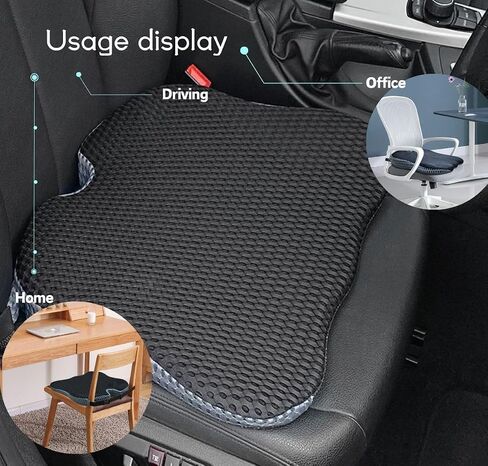 وسادة مقعد مريحة للغاية لكراسي السيارات والمكاتب - وسادة مقعد متينة من إسفنج الذاكرة لتخفيف آلام عظم الذنب والظهر - وسادة مقعد السيارة للسائق/الراكب (غطاء شبكي 4D، حجم كبير) in Saudi Arabia