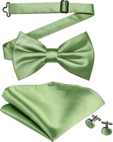 Bow Ties for Men Solid Color Pre-Tied Bow Tie and Pocket Square Cufflinks Set in Saudi Arabia
