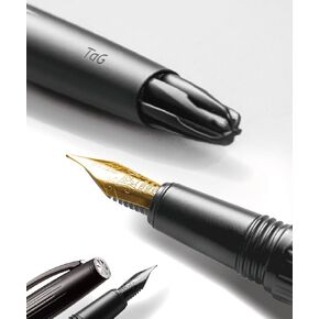 TAG Submarine Brass Fountain Pen - Turbo-Filling System, Steel Black Nib (Fine), Luxury Metal Pen, Unique & Fancy- Premium Gift for Men & Women, Nice Pen for Journaling