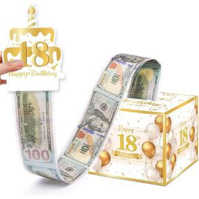 صندوق نقود عيد الميلاد السادس عشر كهدية نقدية، صندوق هدايا مفاجئ للنقود مع 100 قطعة من الحقائب الشفافة - طرق ممتعة لتقديم النقود كهدية عيد ميلاد السادس عشر للفتيات والأولاد