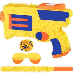 Sosation Gun Piñata Small Dart Battle Party Supplies Gun War Theme Party Decorations for Piñata Bundle with Wooden Stick Paper Blindfold Confetti Set for Birthday Game Decor,16.1 x 11.8 x 2.8 Inch