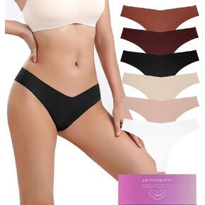 Trace-less Underpants No Show Line Underwear Thongs for Women Breathable Comfortable Invisible Sexy Undies 6 Pack