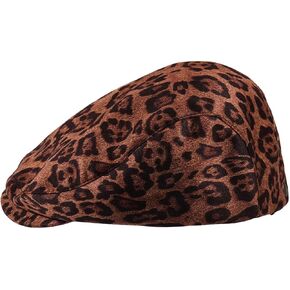 Retro Leopard Print Beret Hat for Women French Style Winter Warm Beret Cap