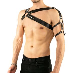 Men's PU Leather Harness Belt Costume, Sexy Punk Chest Harness for Men, Adjustable Buckle Shoulder Suspenders Cage Arm Strap, Cosplay Nightclub Sexy Goth Chest Belt Clubwear