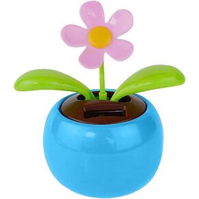 Blue Artificial Flowers Solar Powered Dancing Swinging Animated Flower Toy Car Styling Home Decoration Solar Power Kits