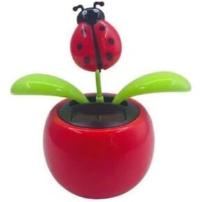 Red Seven-Starred Ladybug Solar Dancing Car Dashboard Decorations, Funny Solar Powered Dancing Flower Pot Car Ornaments Flower Swinging Toy for Car Decor, Funny Gifts for Friends Solar Power Kits