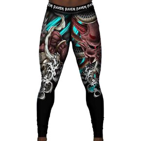 Raven Fightwear Men's Oni & Dragon No Gi Jiu Jitsu Pants BJJ Spats Leggings MMA Black
