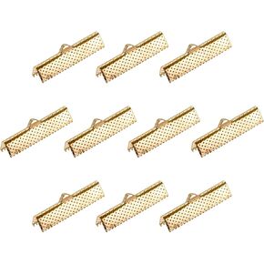 uxcell 80Pcs Ribbon Crimp Clamp Ends, 35mm Bookmark Pinch Cord End Clasps for DIY Craft Making, Silver White