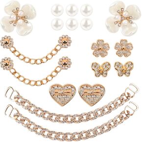 18 Pcs Bling Shoe Charms Bling Chain Shoes Charms Accessories for Women Pearl Flower Clog Shoes Decoration Crystal Rhinestone Shoes Charms Bling Cute Decor for Girls Shoes Party Birthday Gifts