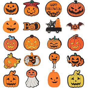 Halloween Pumpkin Shoe Decoration Charms, 20Pcs Pumpkin Charms for Shoes Wristband Decoration, PVC Pumpkin Shoe Charm Accessories for Halloween Autumn Thanksgiving Party Supplies Gifts