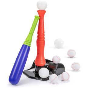 T Ball Sets for Kids 3-5, Baseball Softball Bat Toys Set Batting Tee for Toddlers, 6 Balls Included, for Boys Girls Age 3 Years Indoor Outdoor Sport Playing Game, Blue