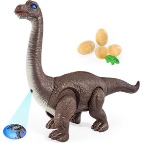 TEMI Electric Walking Dinosaur Toy for Boys and Girls 3 4 5 6 7 Years, Realistic Large Brachiosaurus with Lights, Dino Roar Sounds, Projections, Laying Eggs, Jurassic Dinosaur Gift for Toddler Kids