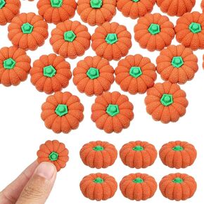 Sewroro 50 Pcs Pumpkin Erasers, Mini Pumpkin Rubber Eraser Orange 3D Pumpkin Erasers for Halloween Fall Thanksgiving Rewarding Party Favors