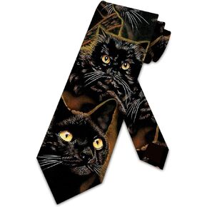 Three Rooker Black Cats Tie Mens Animal Cat Necktie