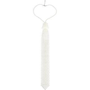 ربطة عنق لؤلؤية من SHIDOW، ربطة عنق للحفلات مطرزة، ربطة عنق قميص نسائي، ربطة عنق قابلة للتعديل، مناسبة لحفلات الزفاف وعروض لعب الأدوار في الهالوين (قطعة واحدة بيضاء) in Kuwait