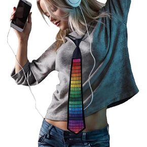 Sound-Actived Light-Up Tie, Glow Party Clothes for Men, Women, DJs - LED Tie for Neon Party Outfits, Perfect for Rave Parties in Saudi Arabia