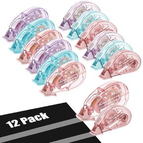 Glue Tape, 6 Pack Double Sided Tape Roller Included 0.3In×32.8Ft Scrapbooking Tape Runner 0.24In×19.7Ft Glue Tape Roller, Glue Tape for Scrapbooking Journaling Supplies Art Crafts Gift Wrapping