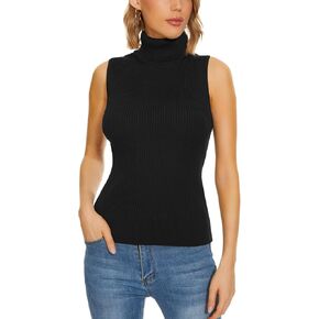 Knit Sleeveless Turtlenecks for Women Sleeveless Sweater Tops High Stretchy Fitted Basic Sweater Vest
