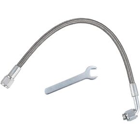 ACROPIX 4AN Turbo Oil Feed Line 12" Turbo Feed Line Length Stainless Steel Braided AN4 90 Degree Straight Hose End Remote Turbocharger Oil Drain Return Line Car Parts