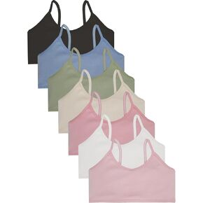 7 Packs Girls Bras Girls Training Bras Crop Cami Girls Sports Bra Comfort Bras for Girls 8-14 Years