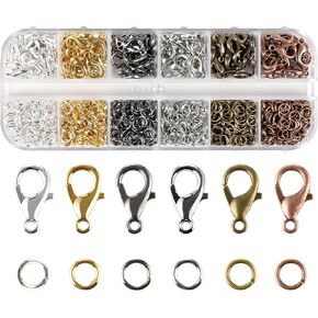 960Pcs Lobster Claw Clasps and Open Jump Rings Set,Lobster Clasps for Jewelry Making, Keychains,Bracelet and for DIY Bracelet Necklace Jewelry Making