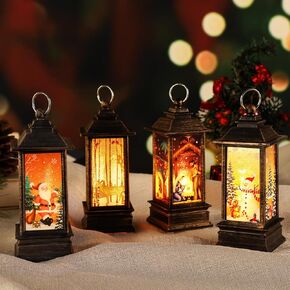 Christmas Decorative Lantern Christmas Decorations Indoor Flickering Candle Lantern, Decorative Christmas Tree Small Hanging Lantern Table Holiday Party Indoor Outdoor Decor
