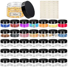 Plastic Jars with Lids 4OZ 48PCS,Small Cosmetic Slime Containers Clear Travel Round Jars Empty Refillable Sample Containers Leak Proof Pot Jars with Black Lids for Lotion, Cream, Cosmetics, Sugar Scrub, Body Butters,Makeup & Beauty Products