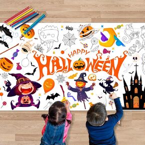 Halloween Giant Coloring Poster for Kids, 71 x 31.5 Inch Halloween Coloring Poster, Happy Halloween Jumbo Coloring Poster, Giant Halloween Boo Coloring Poster for Halloween Decorations Coloring Games