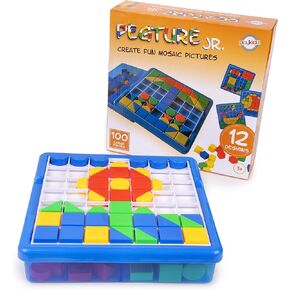 Playkidz: Pegture Jr. Set with 100 Larger Pieces + 12 Design Cards. Mosaic Puzzle Toy Set, Creative Skills Development, Educational Learning Toys for Kid. Great Gift for Boys & Girls.