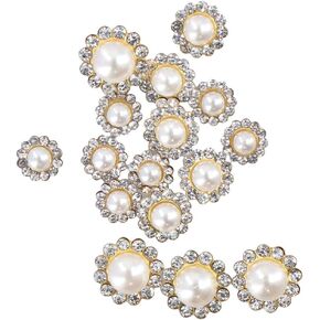 300Pcs Flower Claw Cup Rhinestones Imitation Pearl Rhinestones Shiny Flatback Golden Rhinestones for Crafts, Clothing, Jewelry, Costume, Shoes, Dress 7.4mm 9.4mm 11.8mm