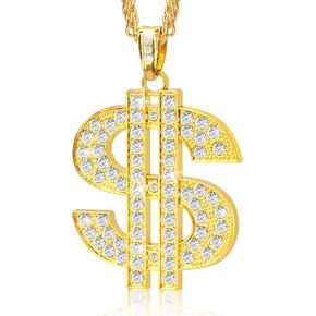 Fake Gold Chain, Dollar Sign Chain, Gold Money Chain for Men, Gold Chain Costume, 80 90s Hip Hop Gold Digger Costume Accessories, Money Chain Necklace, Hip Hop Jewelry for Halloween