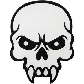 Large Mean Skull Embroidered Patch Skeleton Fangs Iron-On Emblem