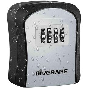 GIVERARE 2 Pack Key Lock Box Combination, 4-Digit Lockbox Wall Mount, Waterproof Outdoor Key Hider, Resettable Code Safe Security Password Boxes with Mounting Kit for Home, Office, Garage-Black