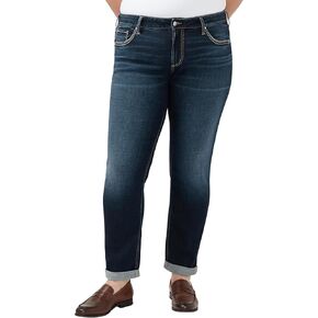 Silver Jeans Co. Women's Plus Size Boyfriend Mid Rise Slim Leg Jeans