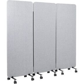 VIVO Freestanding 72 x 66 inch Privacy Panel, Mobile Cubicle Divider, x3 24 inch Wall Partitions, Gray, PP-3-T072G-M
