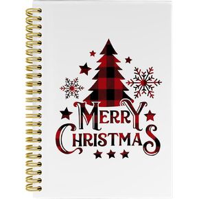 Knibeo Vintage Santa Pink Christmas Notebook - Santa Christmas Notebook, Pink Notebook, Merry Christmas Notebook, 5.5×8.3 Lined Paper Spiral Bound Notebook with 164 Pages