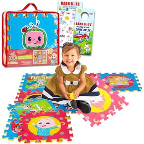 Cocomelon Foam Puzzle Floormat - Bundle with 9 Piece Large Cocomelon Foam Puzzle Floor Mat Plus Stickers and More | Cocomelon Foam Puzzle Mat