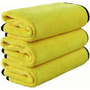 Professional Grade Premium Microfiber Towels for Cars, Yellow Gray (16 Inch x 16 Inch) (Pack of 3), Dual-Sided for Application and Buffing, 600 GSM