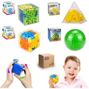 مجموعة هدايا مكعبات الألغاز 4 في 1 من OnlyGeniusMindCanSolve - 4 * 36 تحدي مكعب متاهة ثلاثي الأبعاد كبير الحجم، مكعب متاهة كرة دوارة ثلاثي الأبعاد، مكعب ألغاز هرمي، مكعب ترفيهي ممتاز للأطفال والكبار