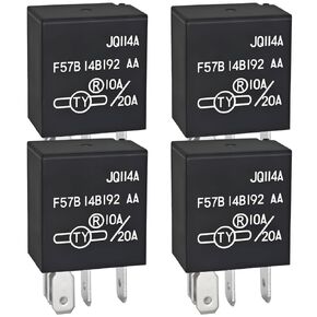 Relay F57B14B192AA (Set of 4), 10A/20A 12VDC 5Pins Automotive Relay F57B 14B192 AA - OEM Replacement, Compatible for Select Ford,Toyota,Cadillac Vehicles