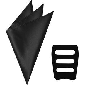 Pocket Squares for Men, Solid Color Mens Handkerchiefs with Pocket Square Holder White Handkerchief for Wedding Party