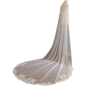 Soft Tulle Lace Wedding Bridal Veil With Metal Comb White Ivory
