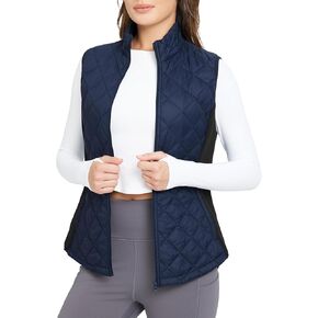 BALEAF Women's Puffer Vest Lightweight Winter Warm Stand Collar Quilted Vests Water Resistant Zip Pockets