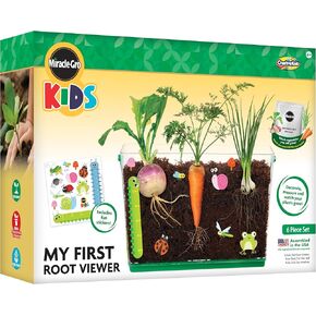 Miracle GRO My First Root Viewer- Decorate & Plant Your Own Garden - Stem Kit for Kids - Soil & Vegetable Seeds Included - Science Educational Teens Kids Gardening Set Age 6+, Multicolor