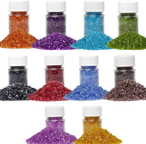 10Box -1LB Crushed Glass for Crafts Glitter Resin Art, Small Broken Glass Pieces, Transparan Chips DIY Vase Filler Decoration 1-3mm (Transparan) in Saudi Arabia